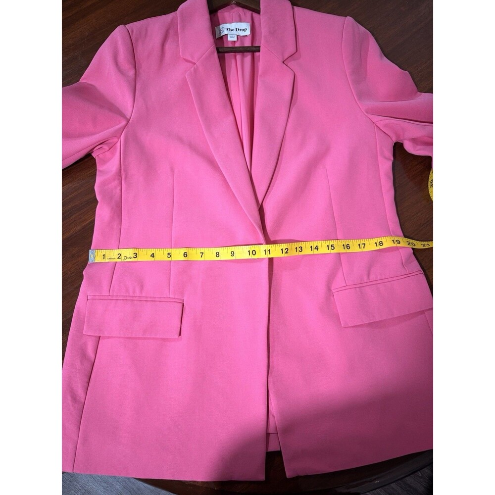 The Drop Women's Pink Lined Long Blazer M Button Closure Pockets Long Sleeve - Picture 10 of 12